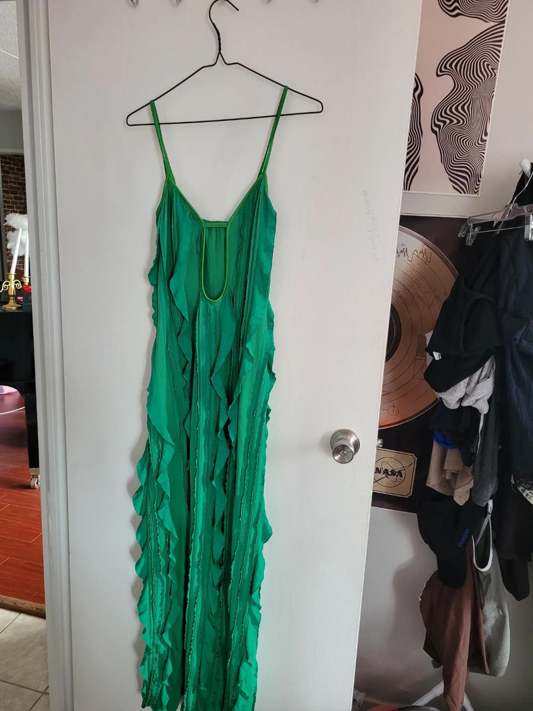 Green sexy Ruffle Maxi Dress