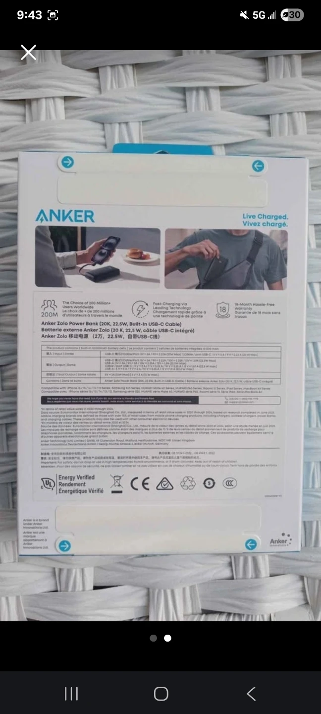 Anker Zolo Power Bank (20K, 22.5W, Built-In 90° Cable) - photo 2