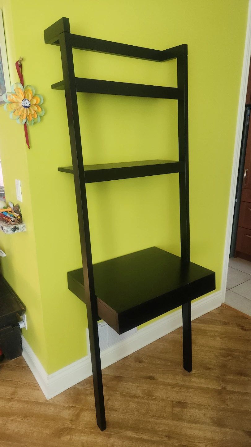 Black Ladder Shelf with Drawer - photo 2