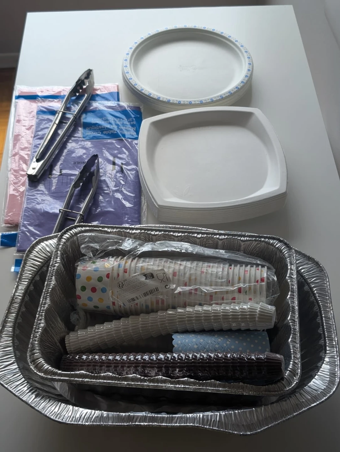 Party Supplies Set with Tongs, Plates, and Baking Cups