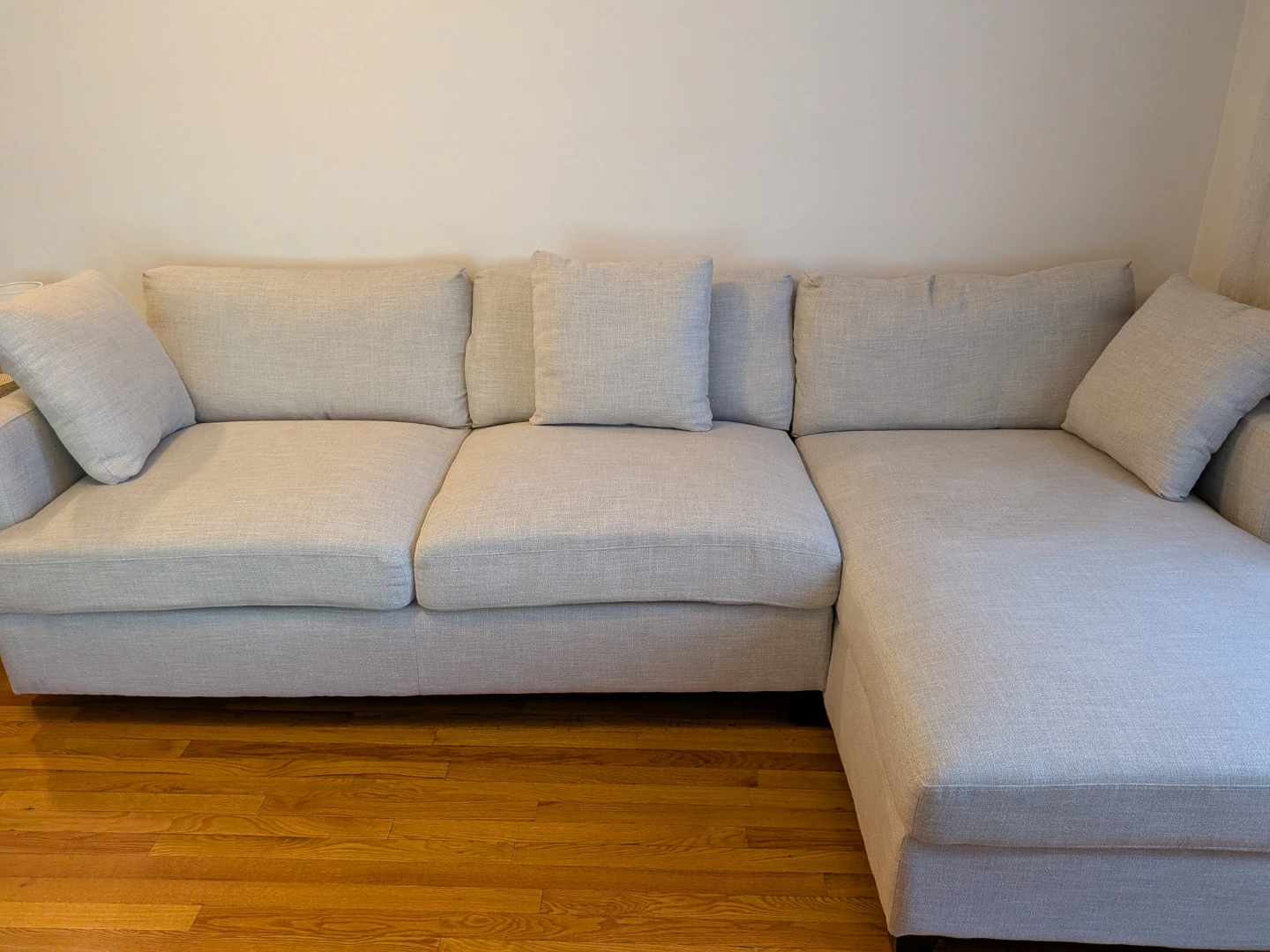 Light Beige Sectional Sofa with Chaise - EXTRA DEEP SEAT