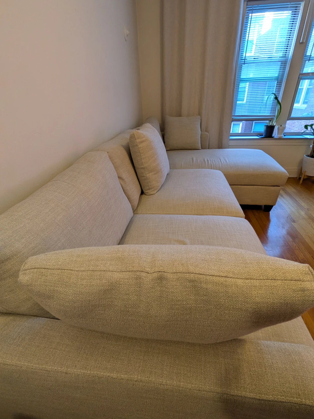 Light Beige Sectional Sofa with Chaise - EXTRA DEEP SEAT - photo 4