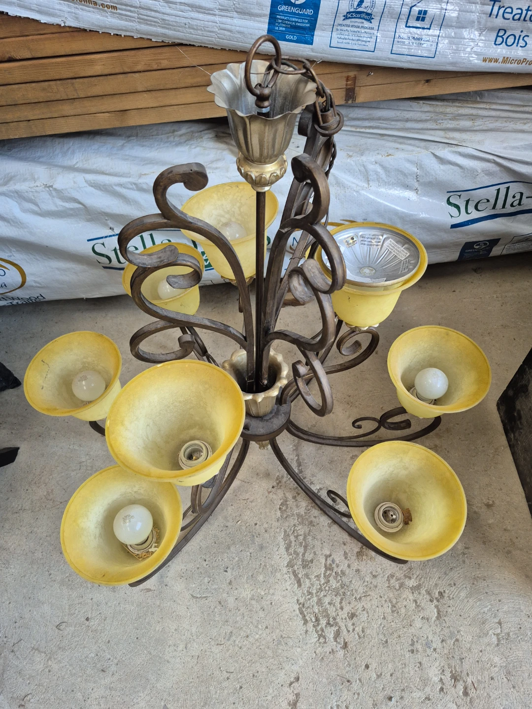 Yellow Chandelier with 7 Lights