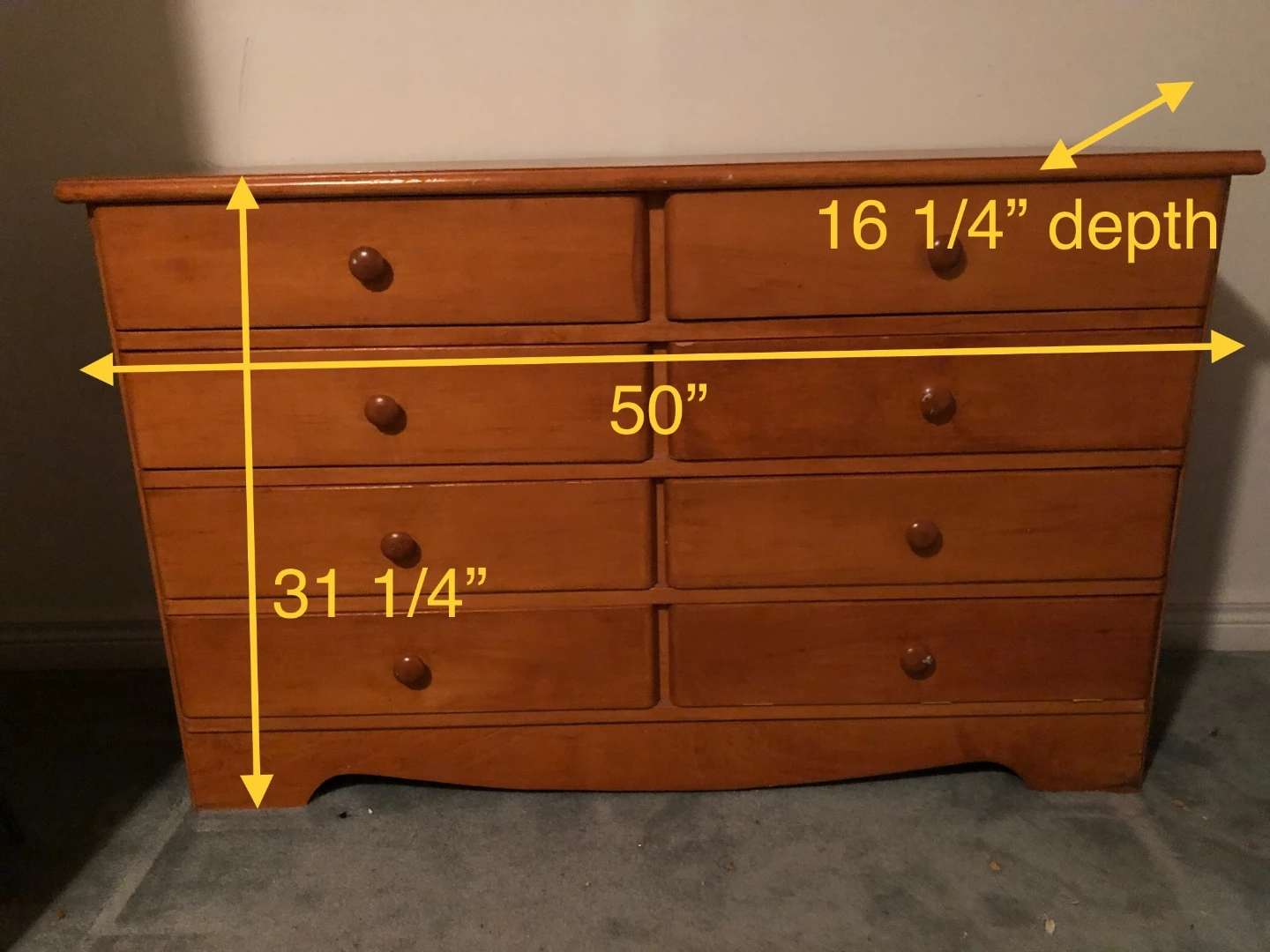 Wooden 8-Drawer Dresser