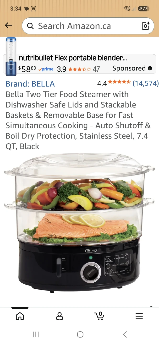 Bella Two Tier Food Steamer with Stackable Baskets - photo 2