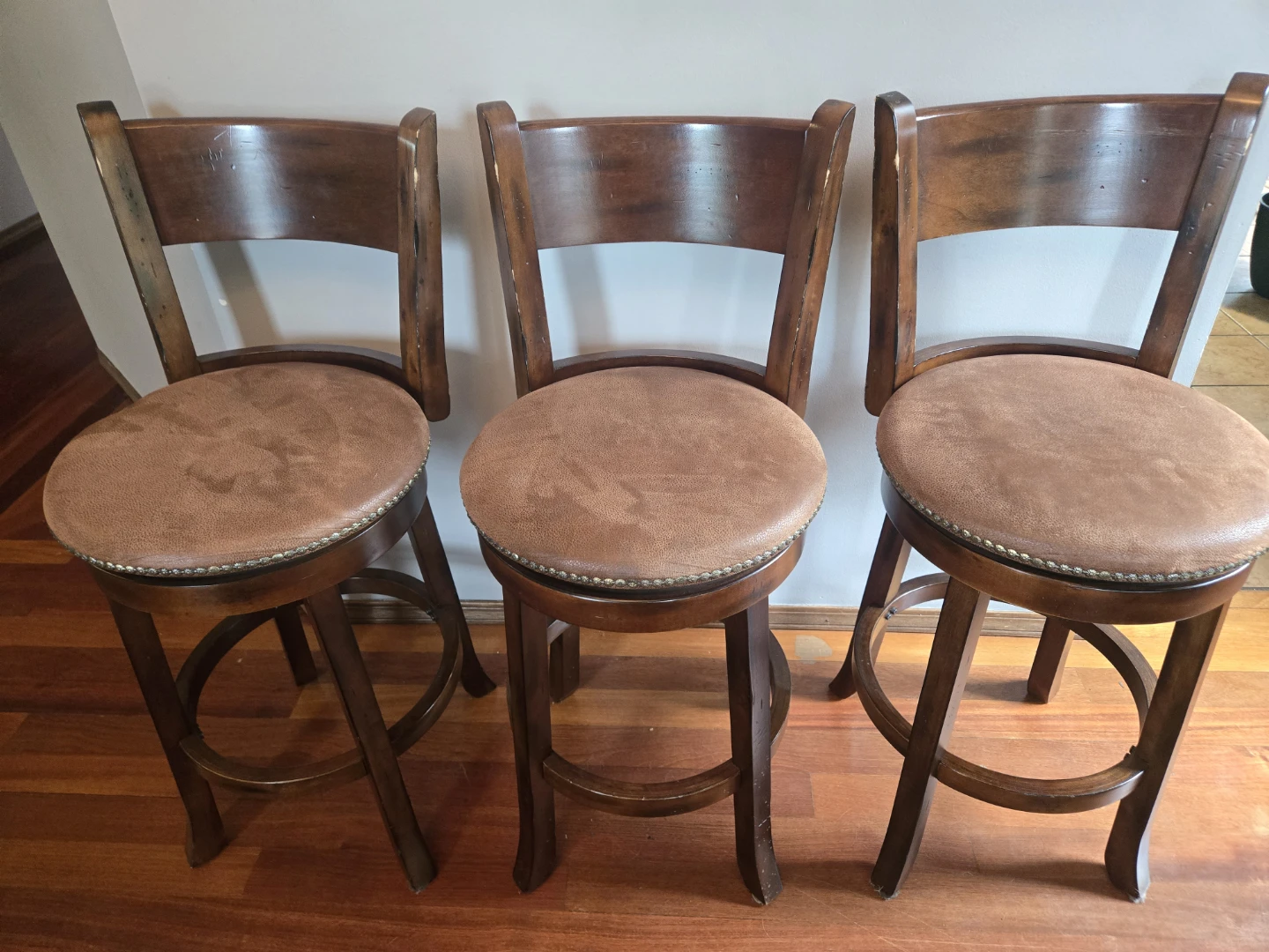 Wooden Bar Stools with Padded Seats