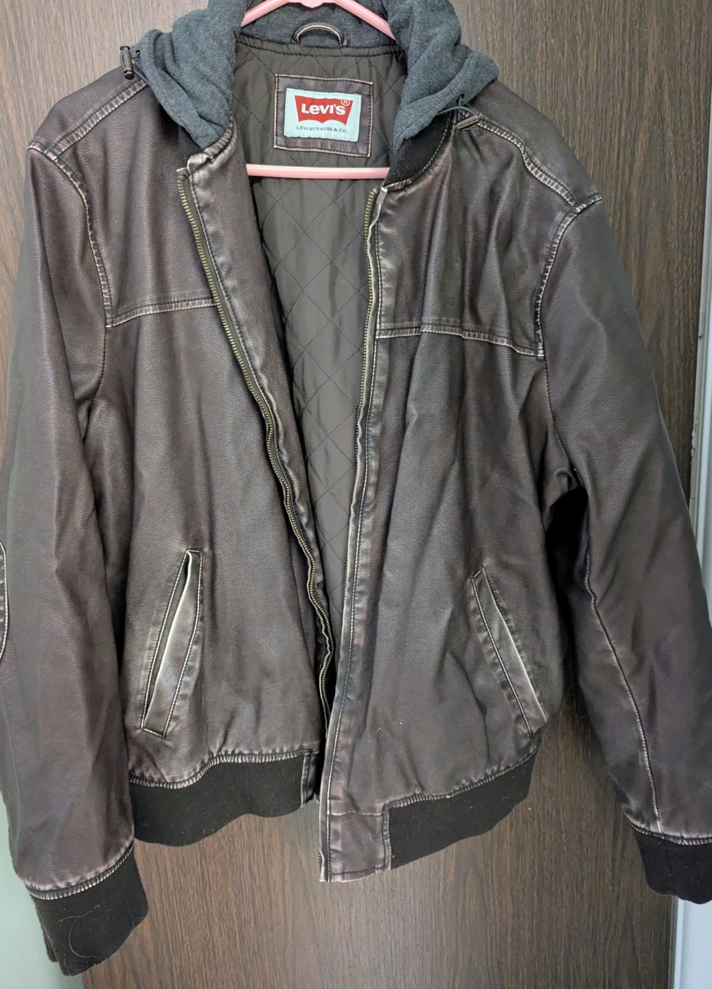 Levi's Men's Brown Hooded Bomber Jacket