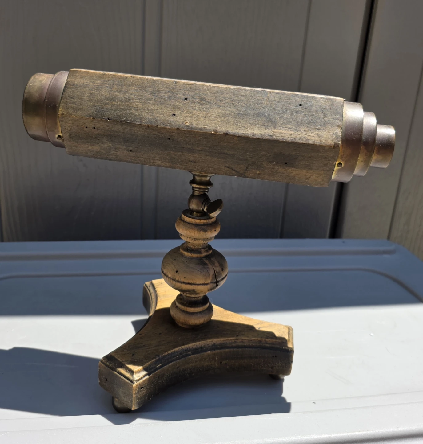 Antique Wooden Kaleidoscope on Stand