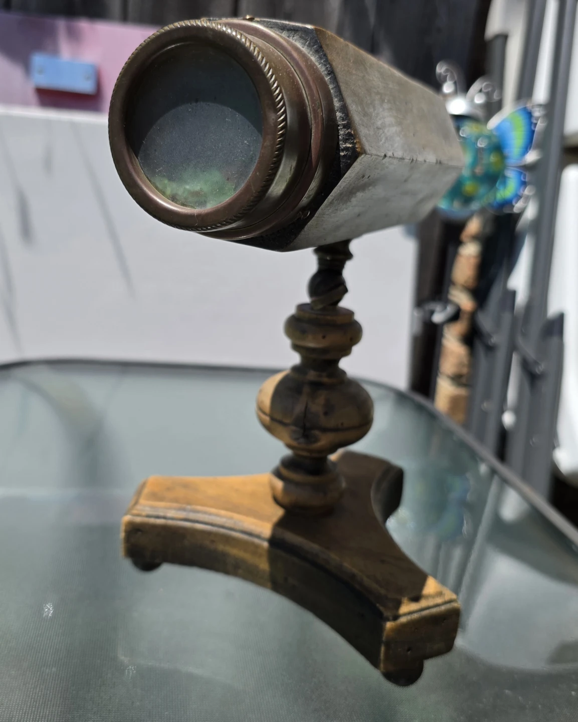 Antique Wooden Kaleidoscope on Stand - photo 2