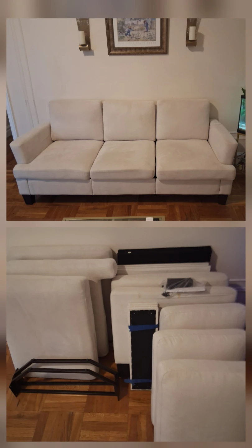 Simple-Assembly  Beige 3-Seater Sofa