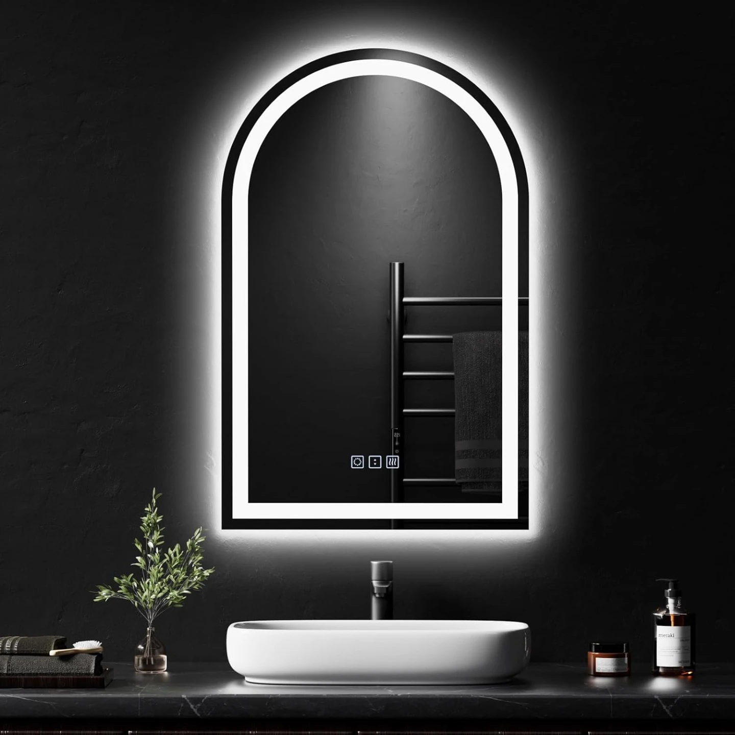 Arched LED Bathroom Mirror 28x18"