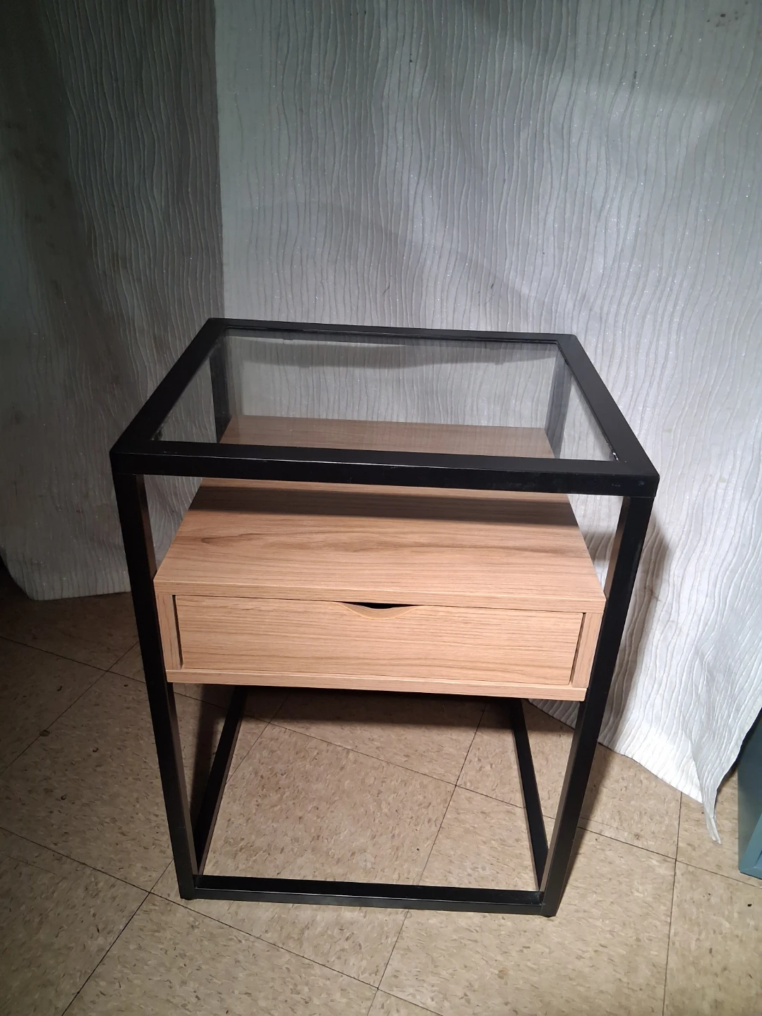 End Table with Drawer and Glass Top - photo 2