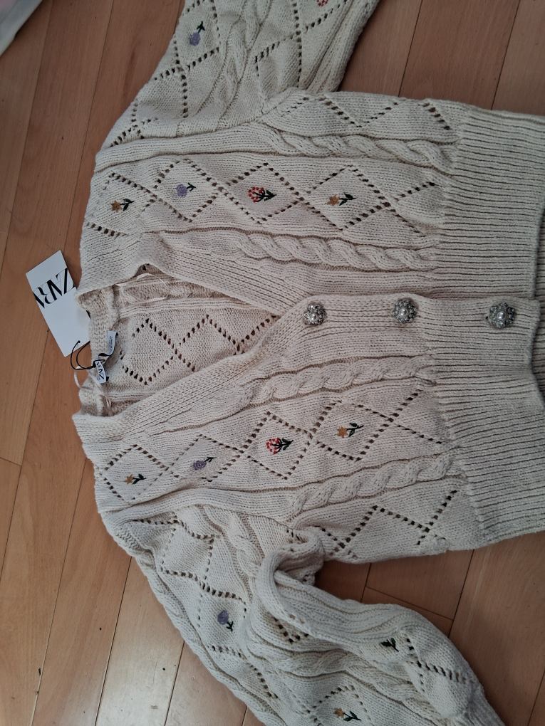 Zara Cream Embroidered Cardigan with tag - photo 2