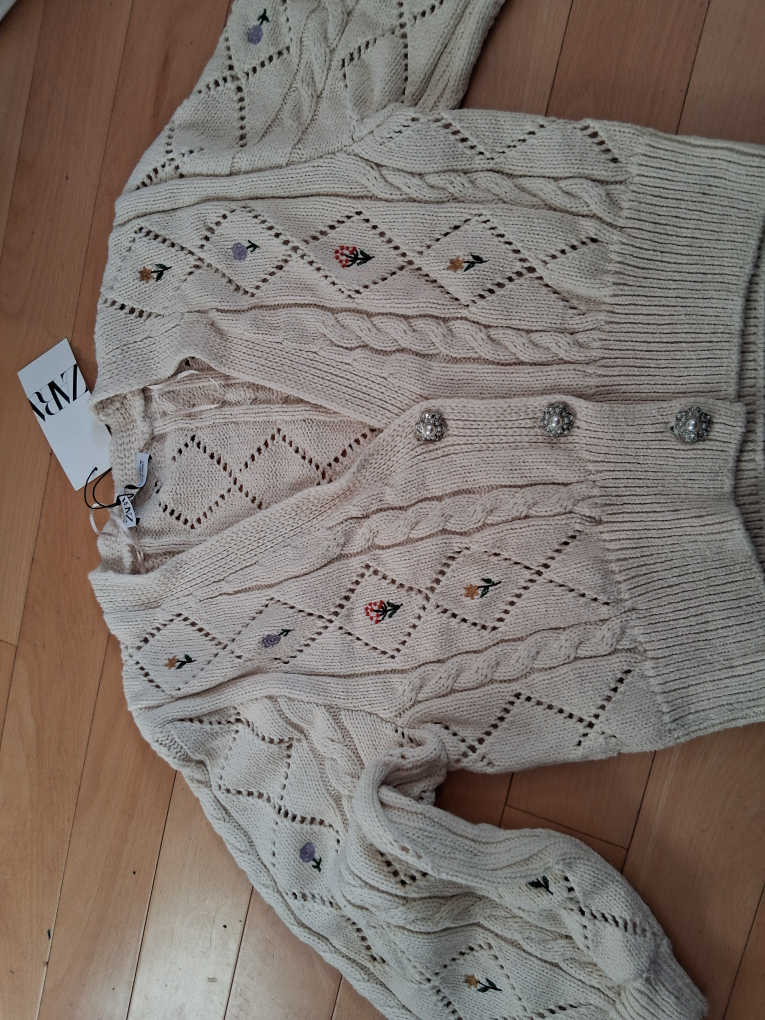 Zara Cream Embroidered Cardigan with tag - photo 3