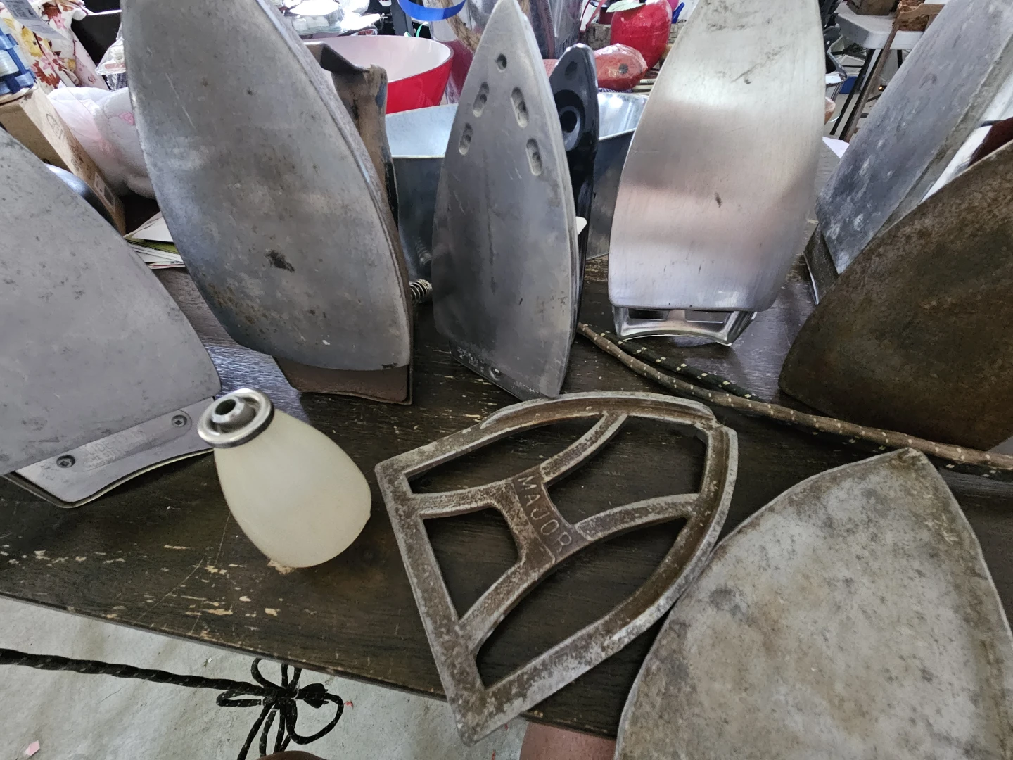 Assorted Vintage Irons and Iron Stand