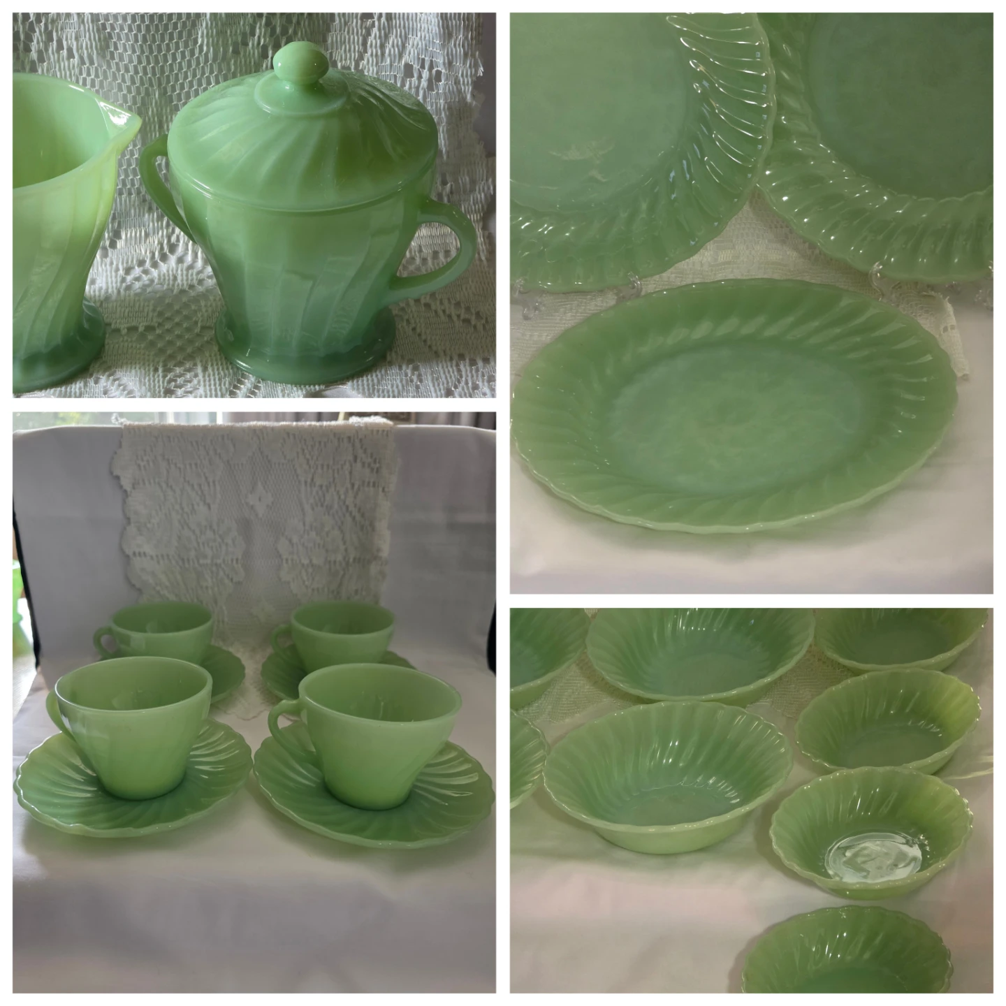 22 pieces Jadeite Fireking dishes