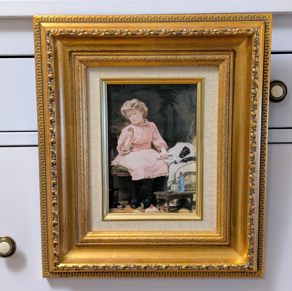 Vintage Ornate Gold Frame with Charles Burton Barber Print