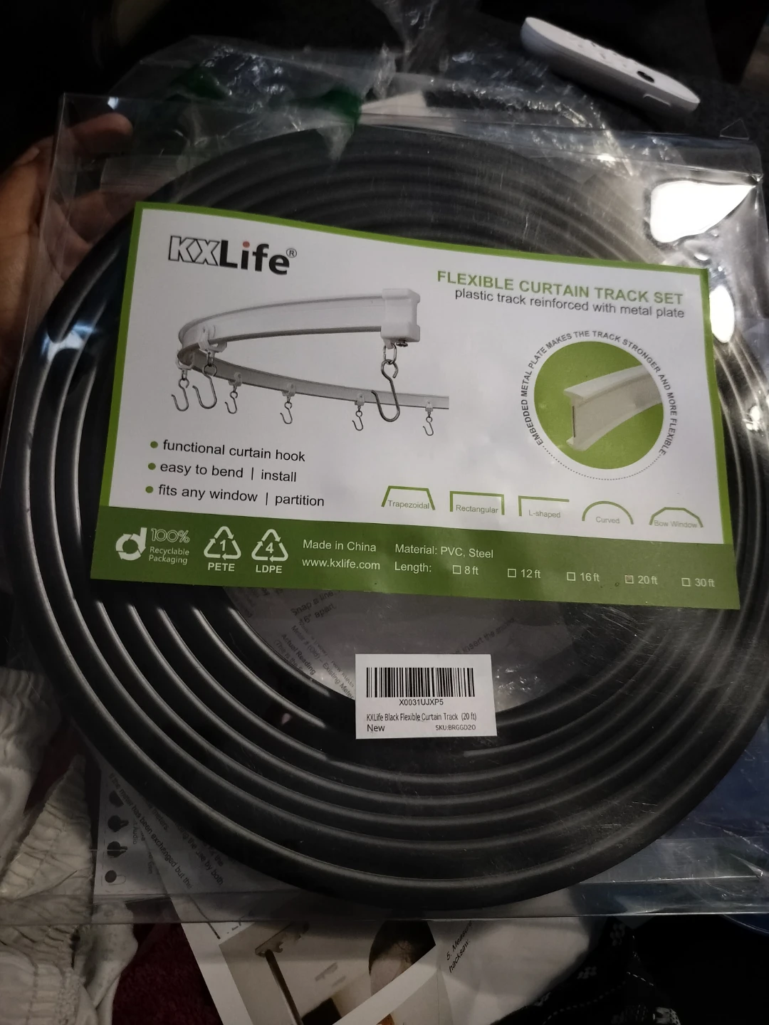 KXLife Black Flexible Curtain Track - 20 ft