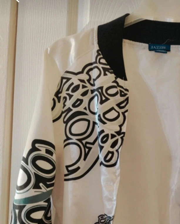 Jazzie Women's White Graphic Bomber Jacket - photo 2