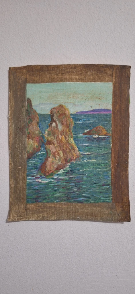 Oil Painting of Coastal Rocks