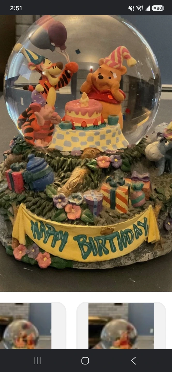 Winnie the Pooh and Friends Happy Birthday Snow Globe