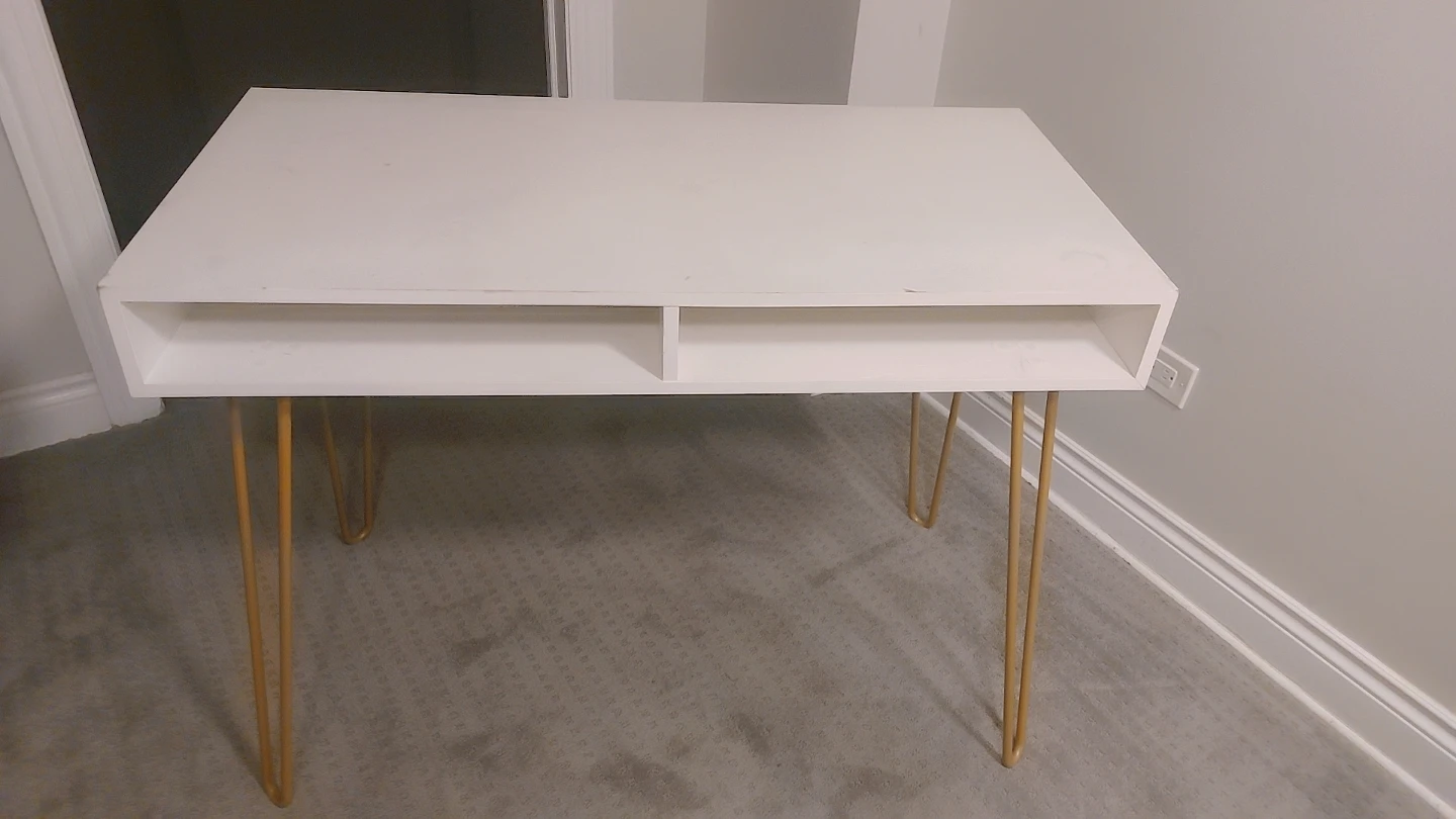 White Desk with Gold Hairpin Legs - photo 2