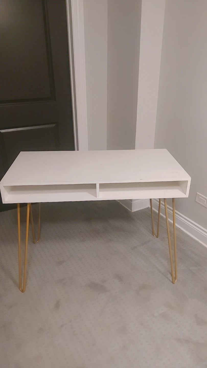 White Desk with Gold Hairpin Legs - photo 3