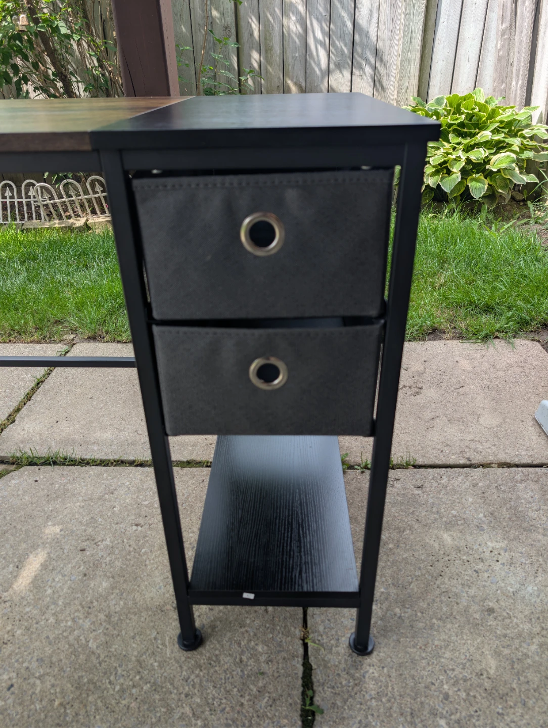 Rustic Wood Grain Desk with 2 Fabric Drawers - photo 3