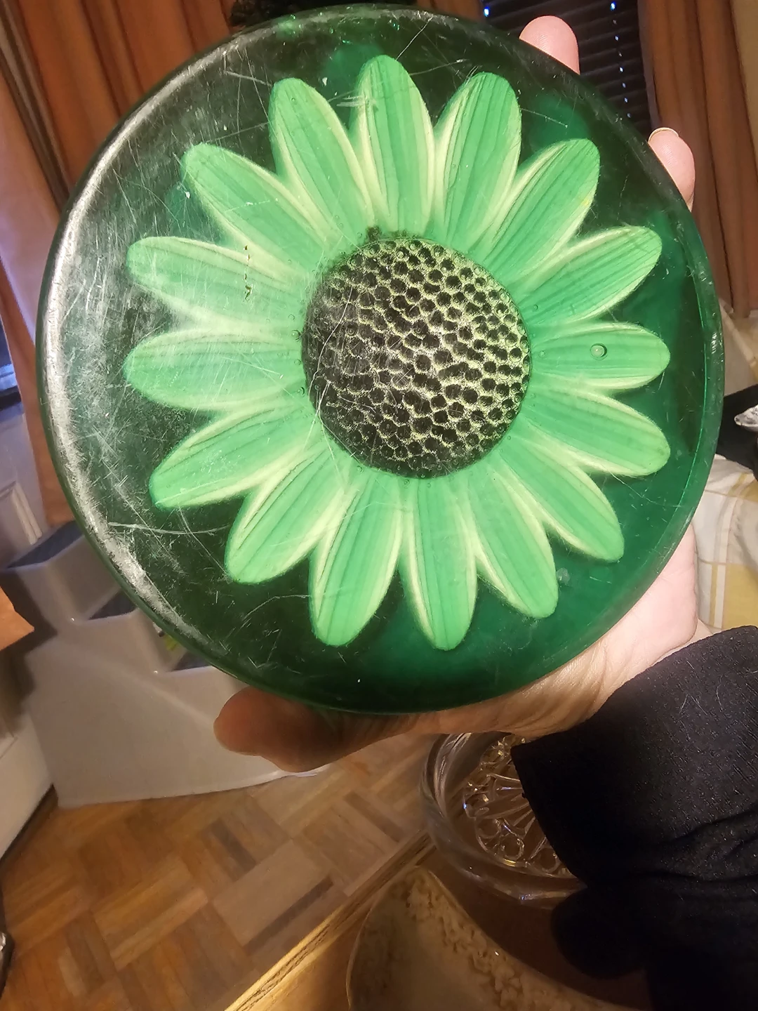 Glass Coaster with Flower Design