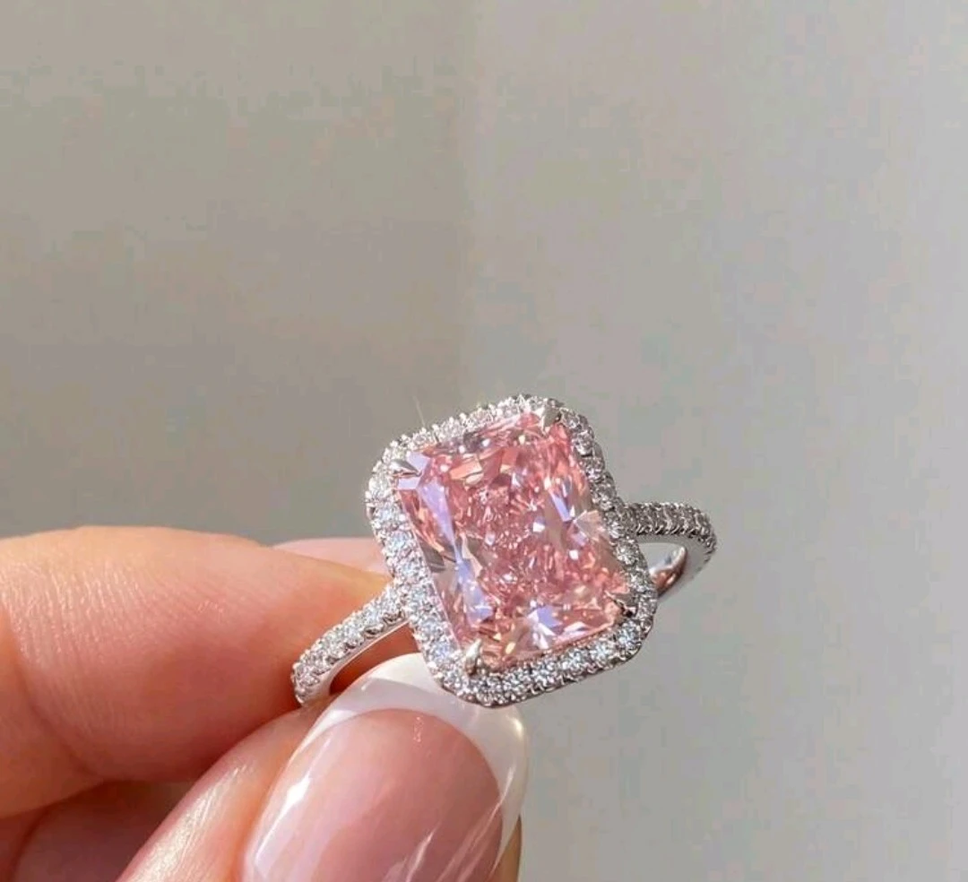 Pink Diamond Halo Ring