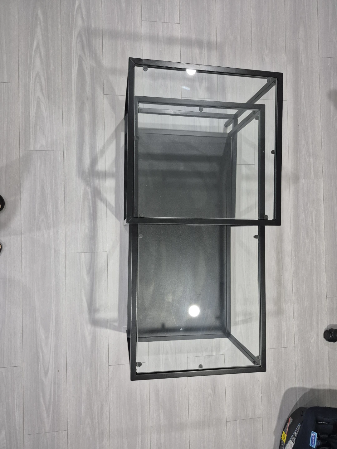 Set of 2 Black Metal Frame Glass Top Nesting Tables