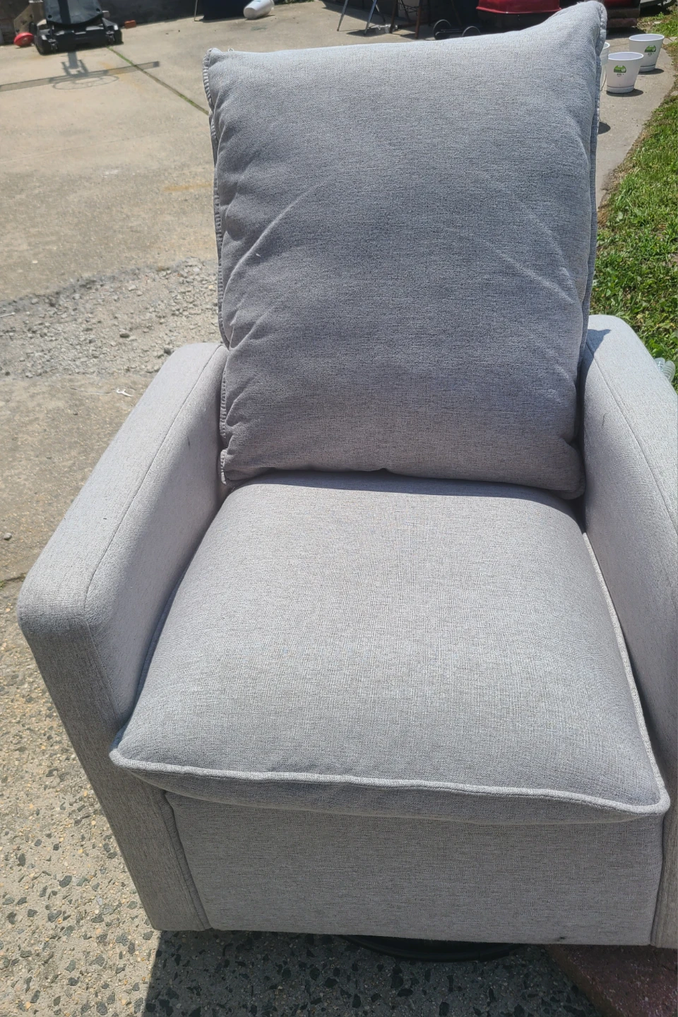 Gray Accent Chair with Ottoman