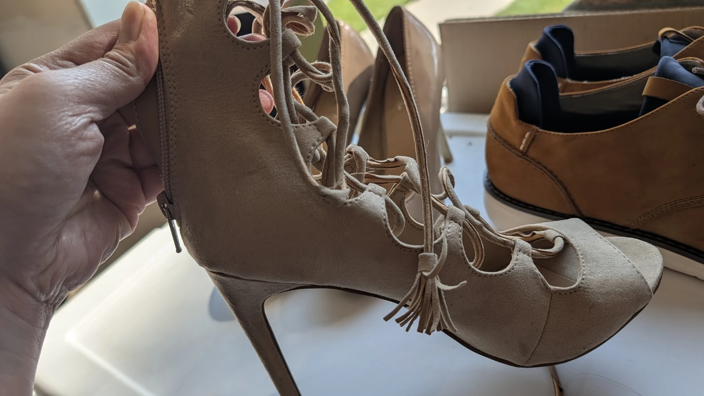 Tan Suede Lace-Up Heels - photo 5