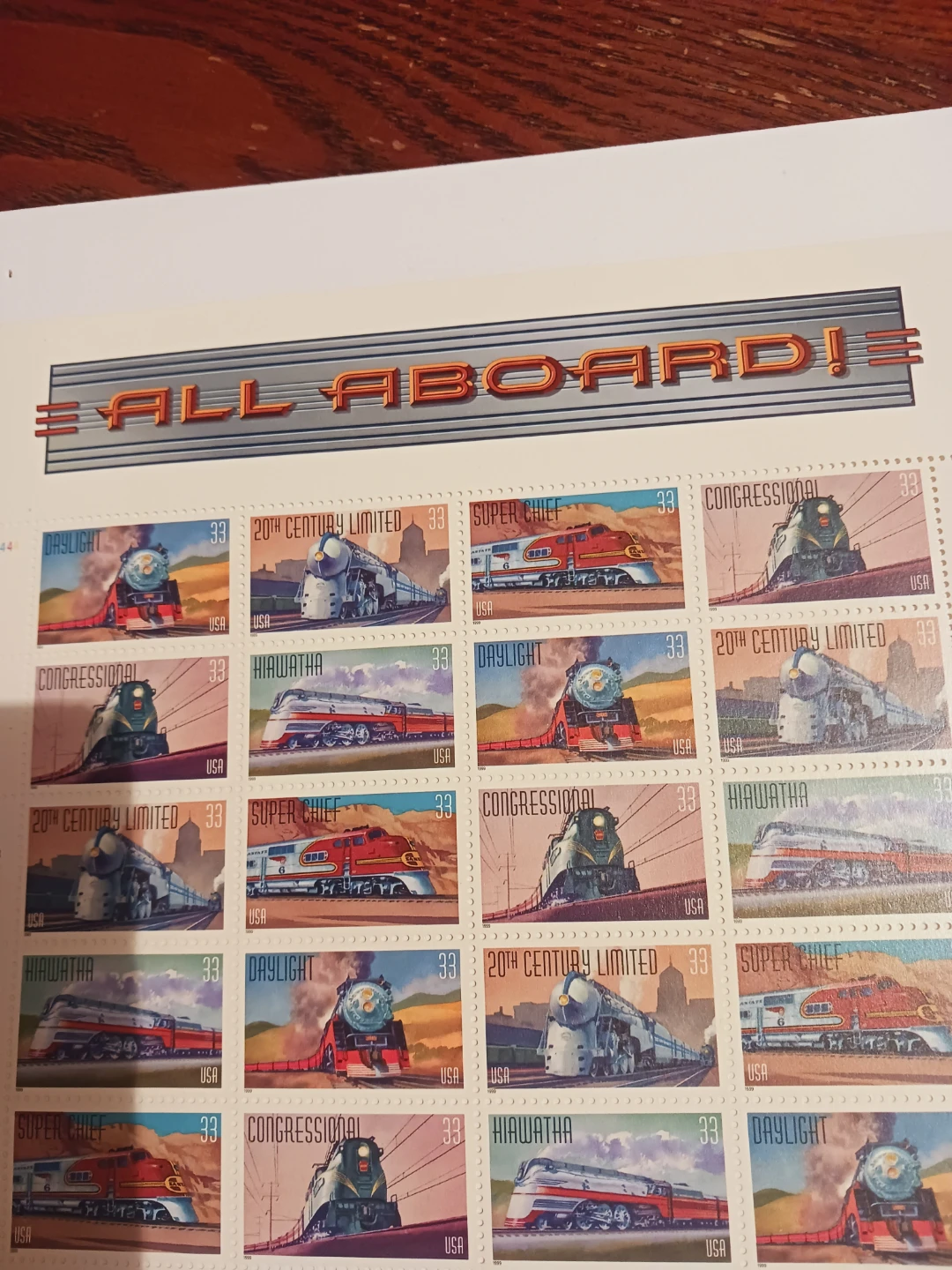 Sheet of US Postage Stamps - Famous American Trains - photo 2