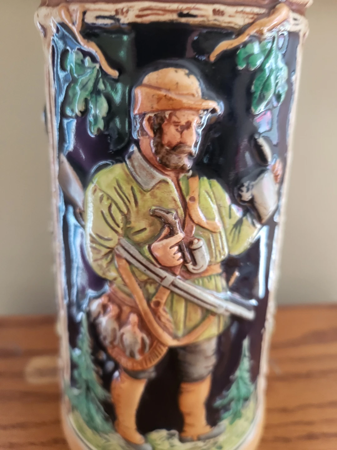 Vintage Ceramic Beer Stein with Pewter Lid - photo 2