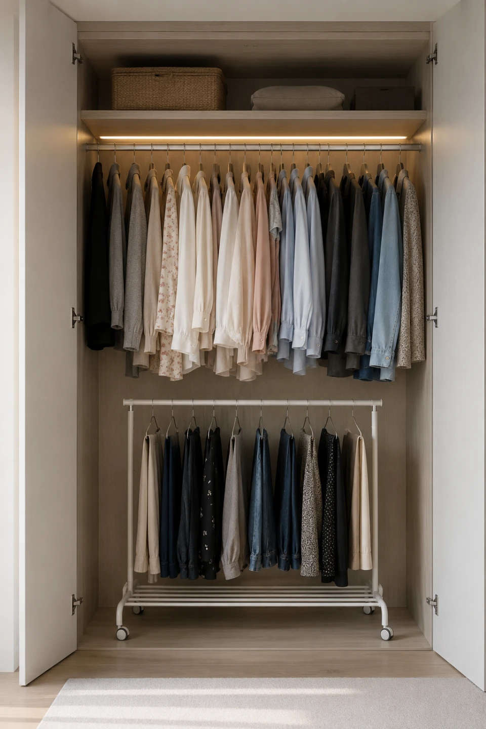 Low Rolling Clothes Rack Frame height 37 inches