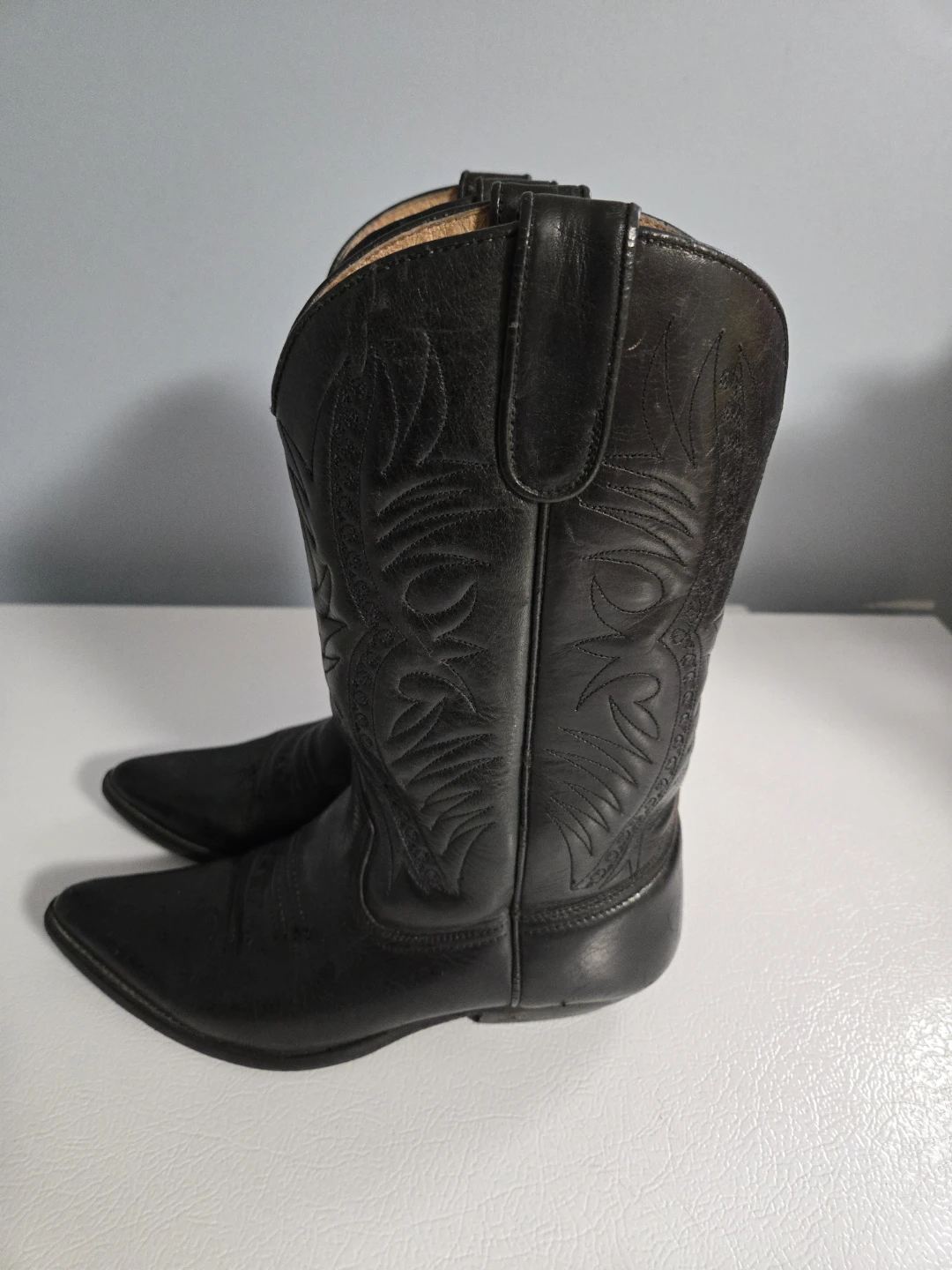 Woman's Black Leather Cowboy Boots