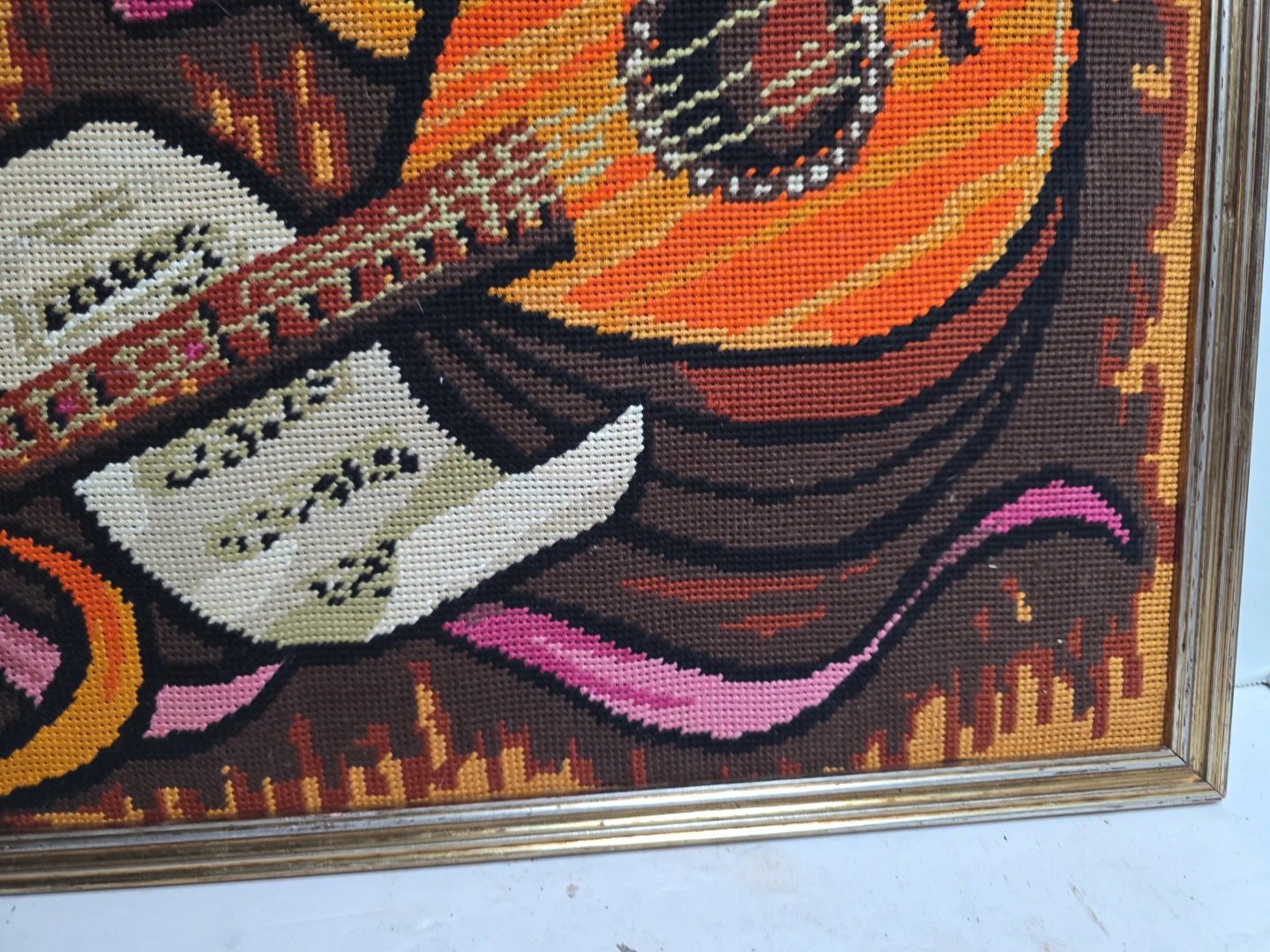 Vintage Framed Needlepoint Art - Musical Theme - photo 4