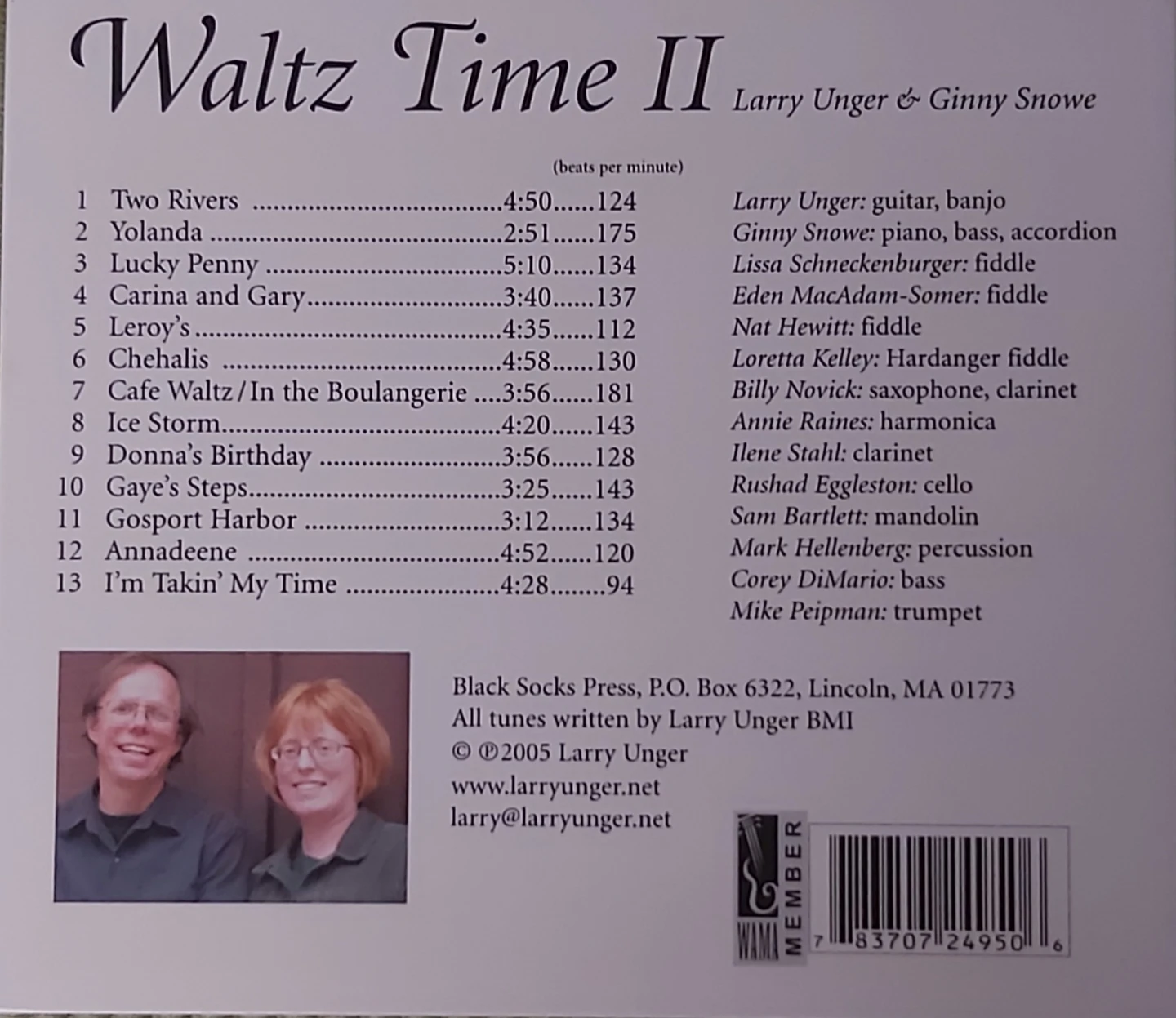 Waltz Time II CD by Larry Unger & Ginny Snowe - photo 2