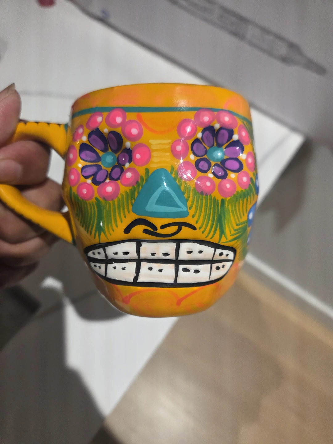 Hand-Painted Sugar Skull Mug - photo 2