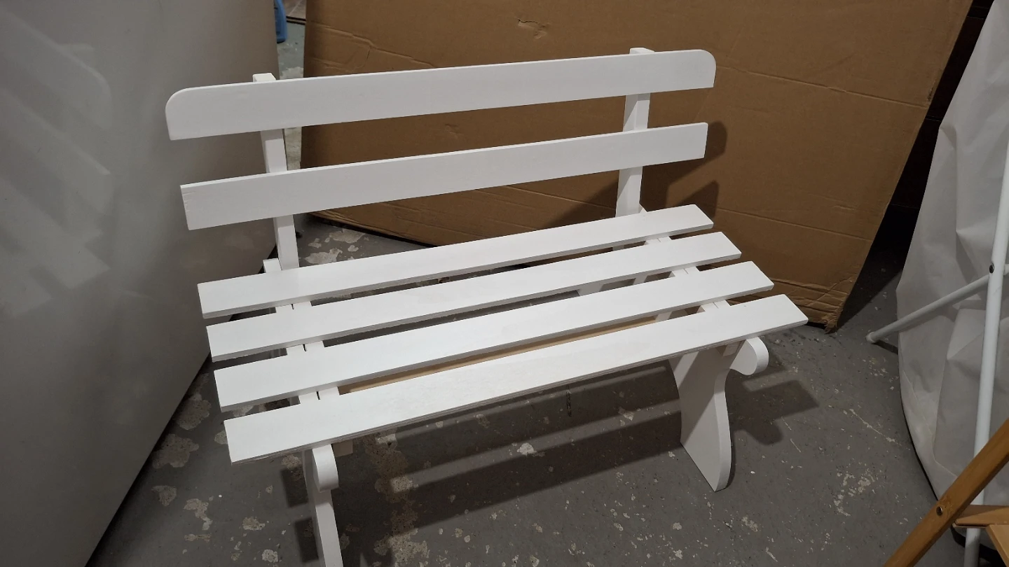 Mini White Wooden Bench (plant stand) 28 x 59 x  49cm - photo 2
