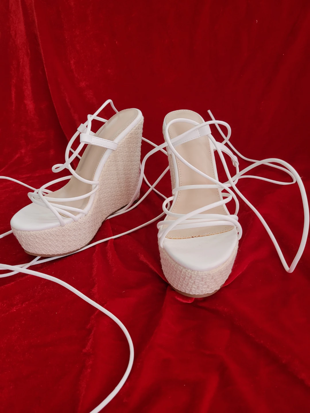 Never worn before - Women's White Wedge Espadrille Sandals