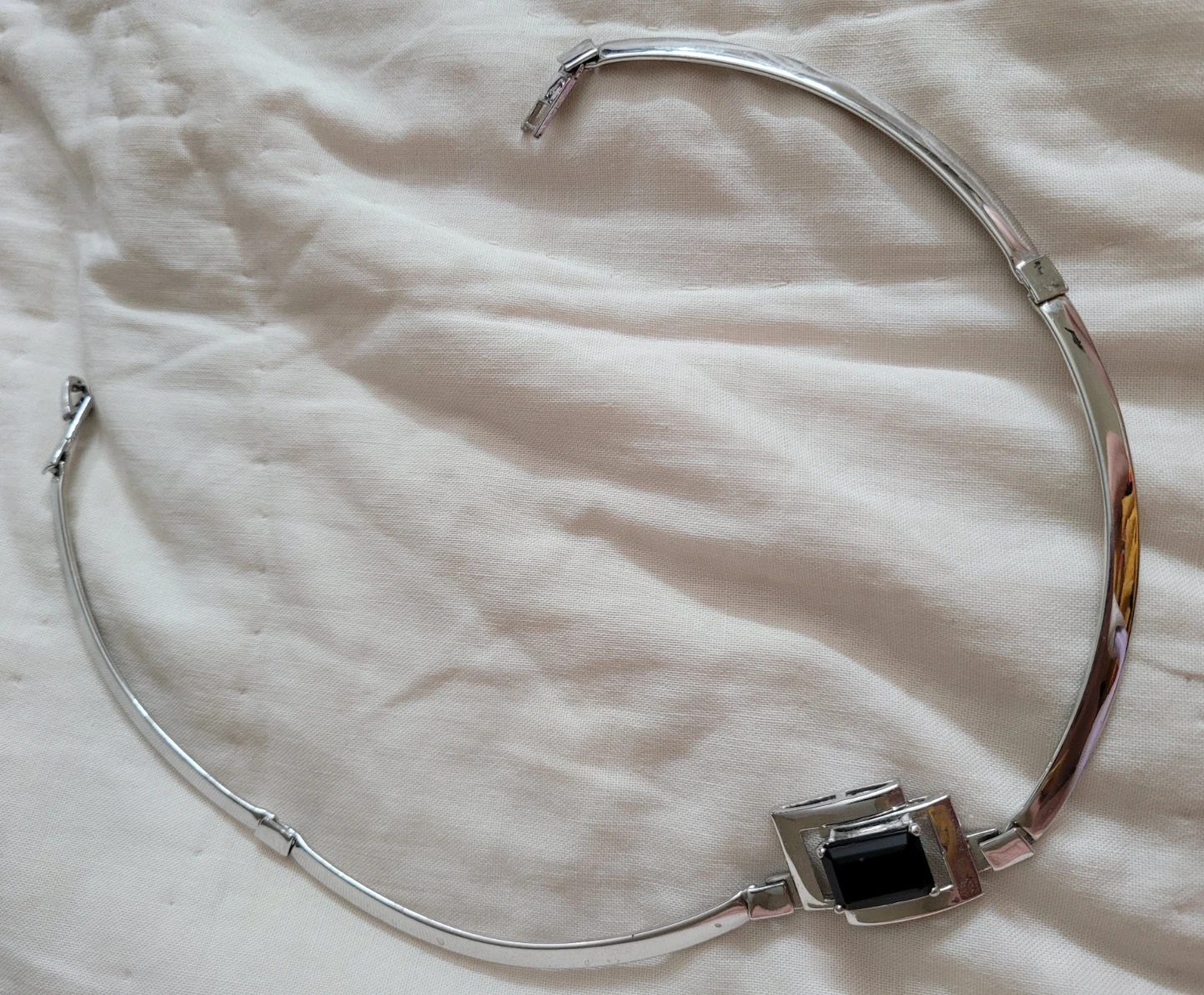 Silver-tone choker necklace with Onyx stone accent - photo 2