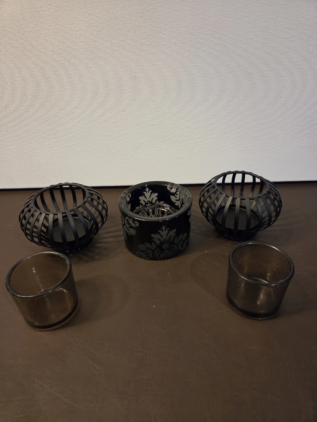 PartyLite Set of 3 Black Votive Candle Holders