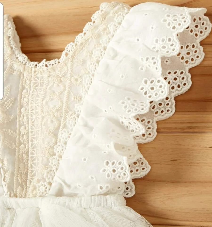 White Smash Cake Outfit Baby Girl Lace Tutu Romper - photo 3