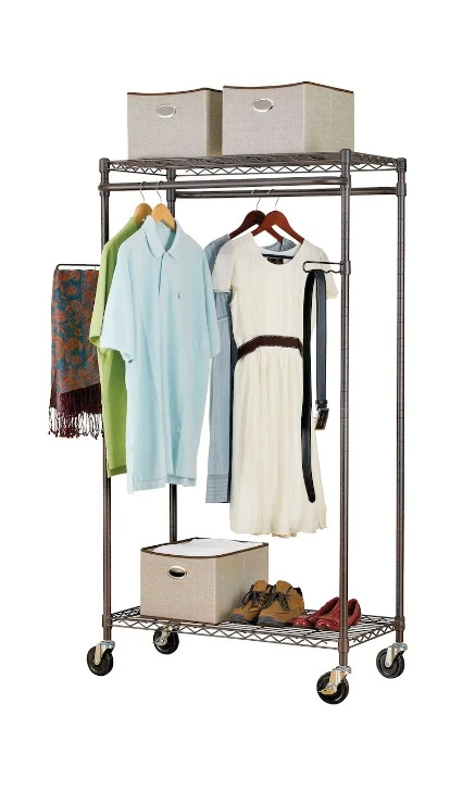 Rolling Garment Rack with Shelves