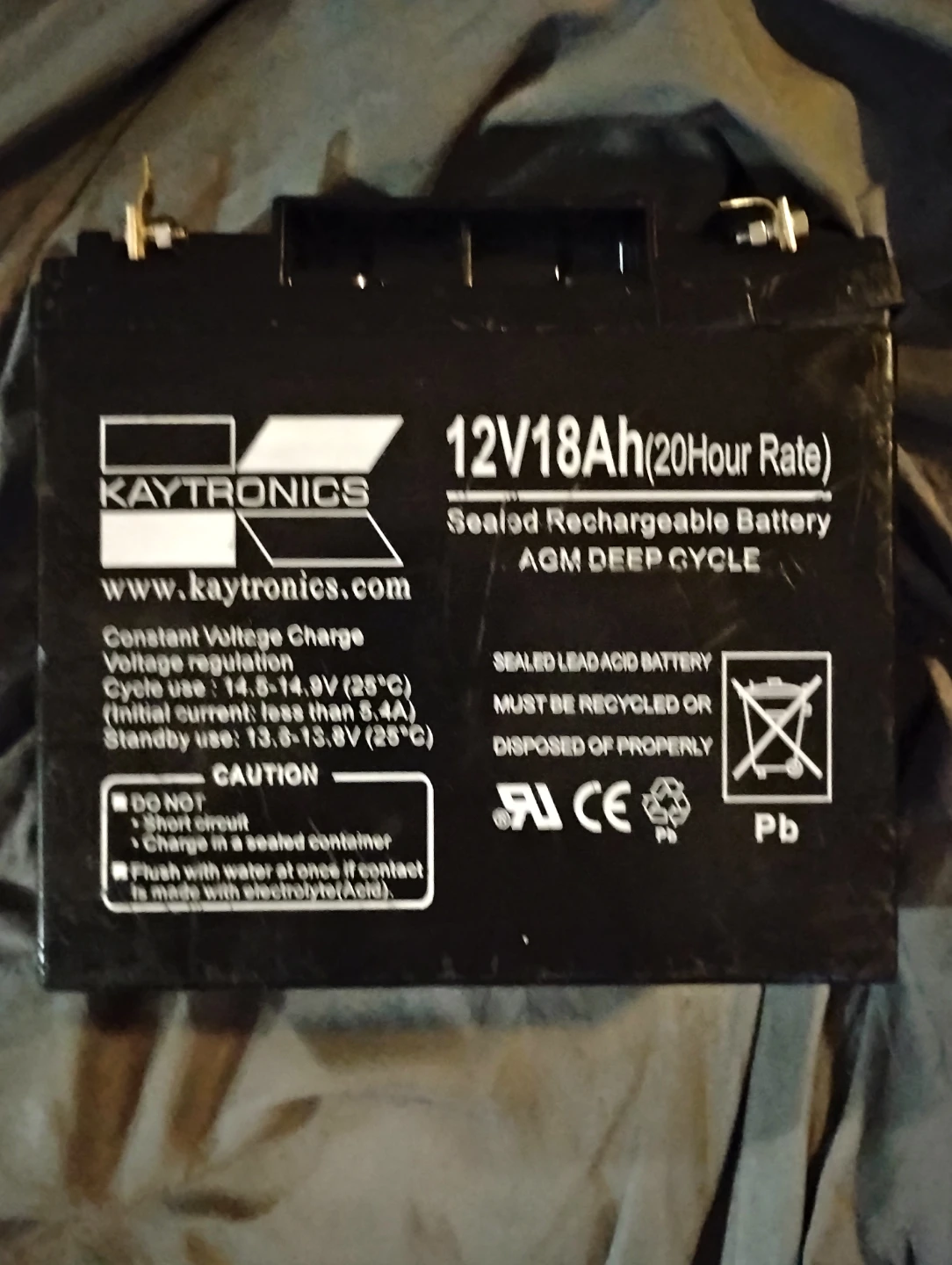 Kaytronics 12V 18Ah Sealed Rechargeable AGM Battery - photo 2