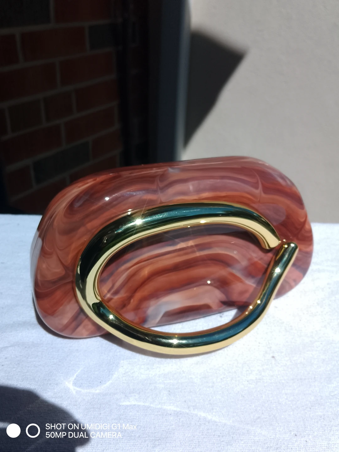 Resin Clutch Purse with Gold Handle