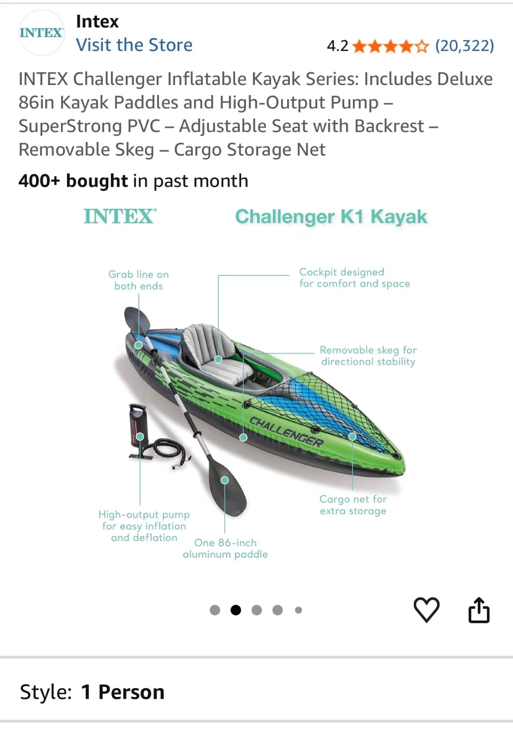 Intex Challenger K1 Kayak - 1 Person - photo 2