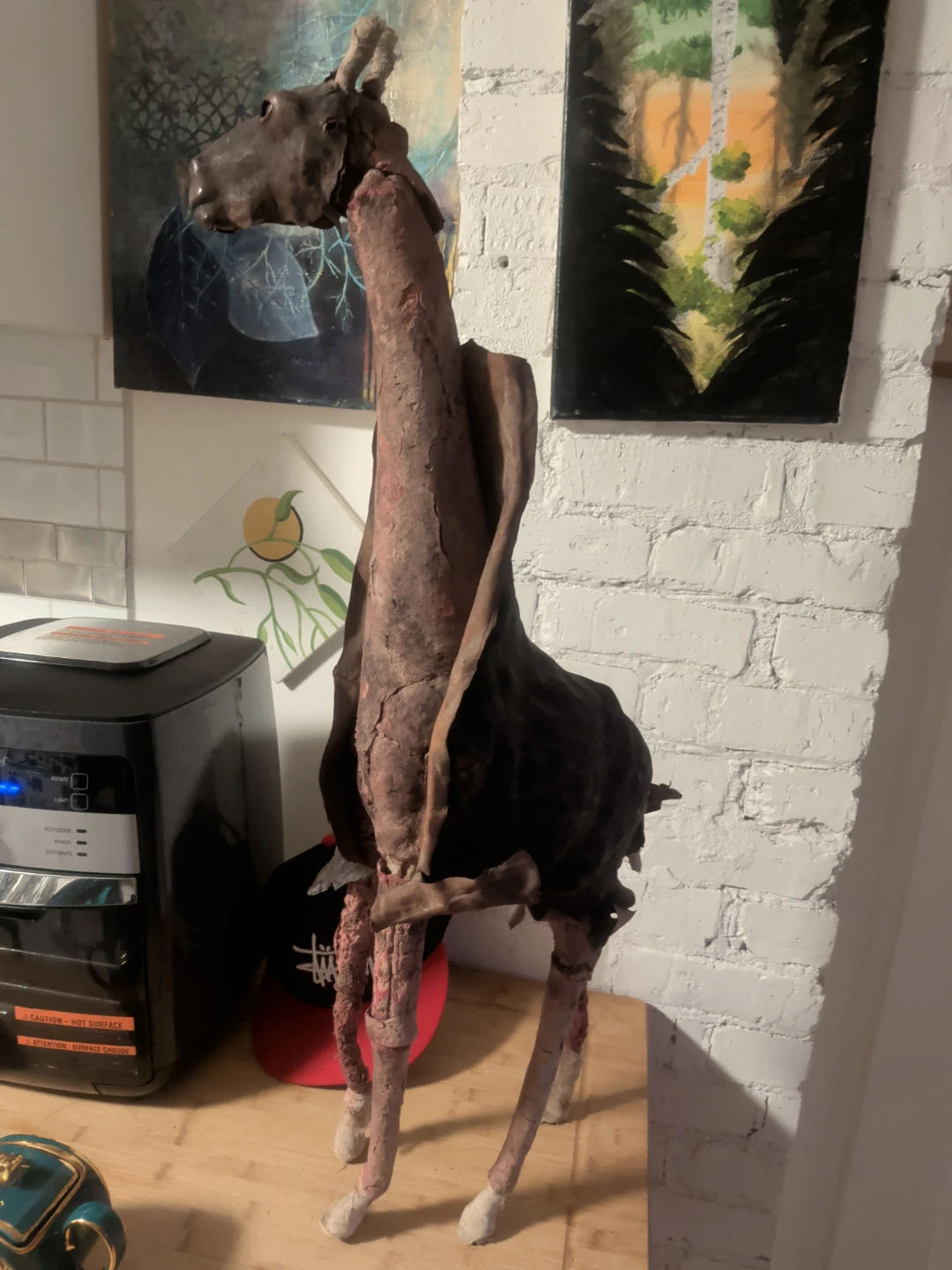 Unique Giraffe Sculpture (skinned wearing its own fur as a coat) - photo 2